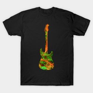 Orange on Green Flame Guitar Silhouette T-Shirt